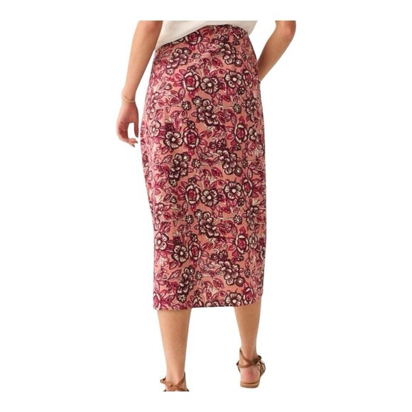 Faherty Women’s Pacifica Linen Blend Wrap Skirt Size Small Floral Rose Dessert - Picture 3 of 11
